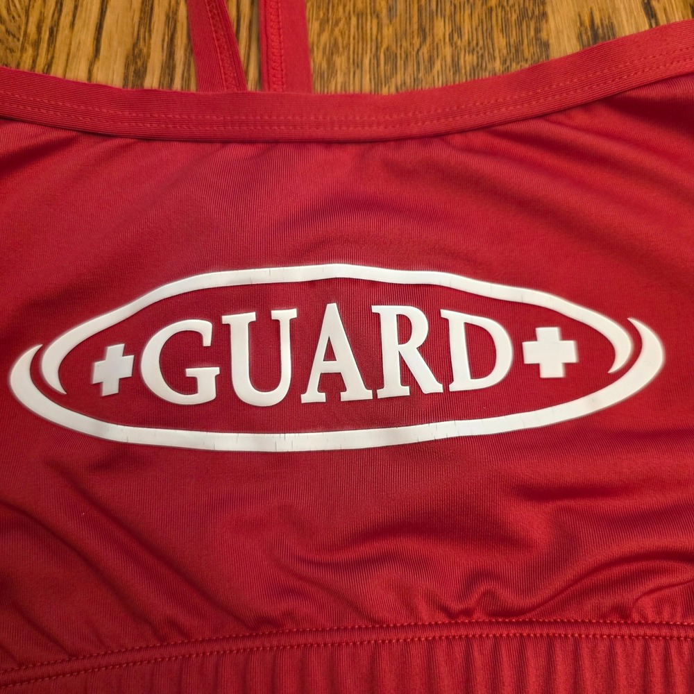 Lifeguard M Red 2 Piece Bikini Set Guard Graphic Sporty Swimsuit Womens Uniform - Picture 16 of 16